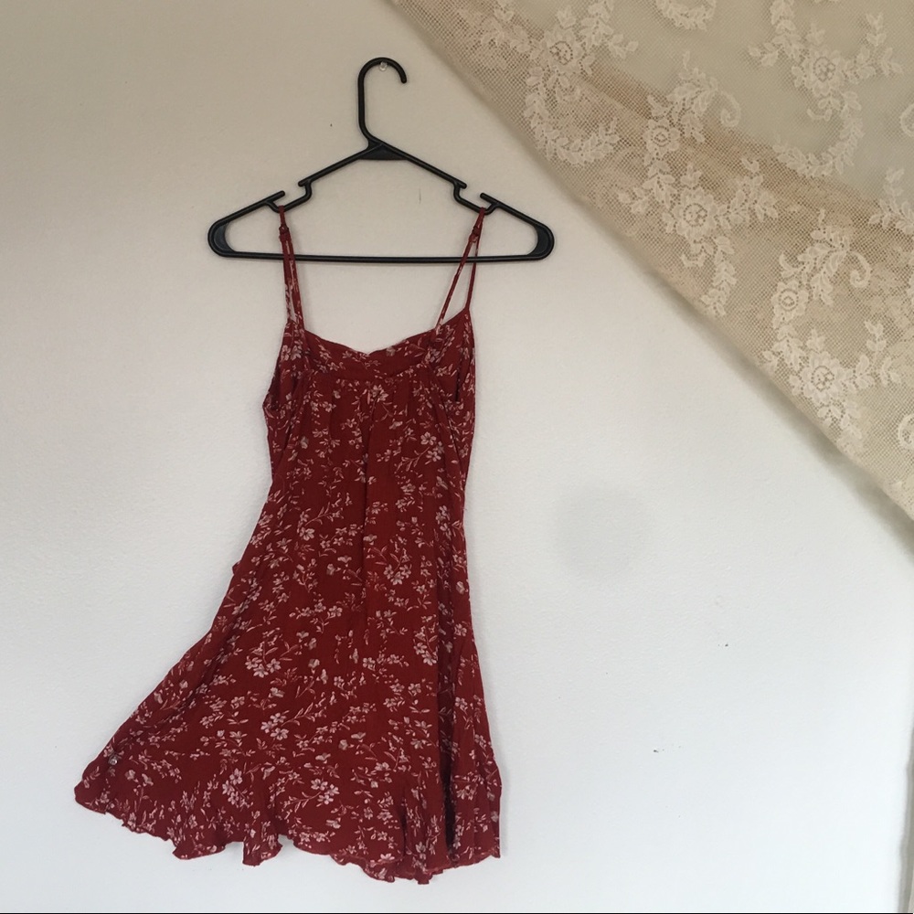 Cherry Red Mock Wrap Mini Dress